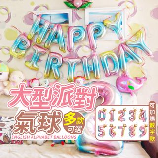 【數字氣球-生日快樂組】 氣球佈置 派對氣球 生日派對 數字氣球 字母氣球 鋁箔氣球