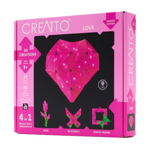 【英國T&amp;K】越玩越靈巧 STEAM寶盒：LED 3D 克里托創意魔法片：紅色愛心和花園 台灣製造
