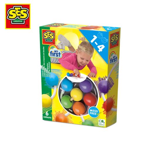 荷蘭SES 幼兒彩色串珠蠟筆球6色-00244