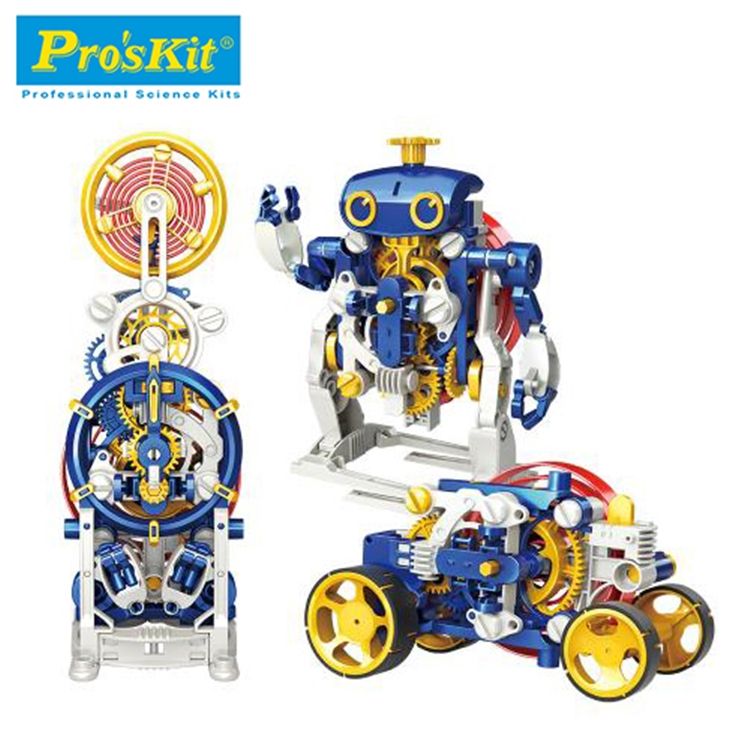 ProsKit 寶工 台灣製Proskit3合1英倫發條時鐘先生GE-730(發條機器人/跑跑發條車/滴答計時器;齒輪傳動原理.彈簧動力,無須馬達電池)達人款DIY科學玩具模型動腦益智科玩