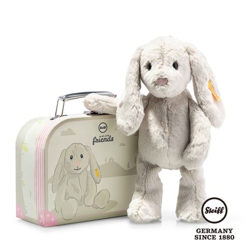STEIFF德國金耳釦泰迪熊- Hoppie Rabbit in suitcase 兔子 (行李箱系列)