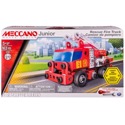 【Meccano 麥卡諾】小麥卡諾聲光救援消防車模型積木組 (STEAM教育玩具-探索真正的工程世界)