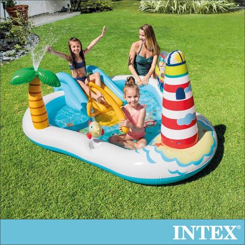 INTEX 釣魚樂趣大型戲水池218x188x99x深13cm(182L) 適2歲以上(57162)