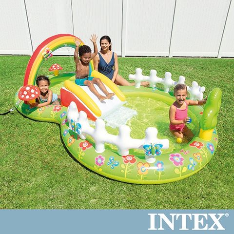 【INTEX】彩虹花園戲水池/滑水道290x180x104cm(450L)適用2歲+ (57154NP)