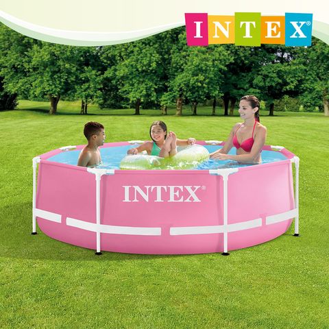 INTEX 簡易裝圓形框架游泳池244x76cm(2843L)-粉紅色-適用6歲+ (28290)