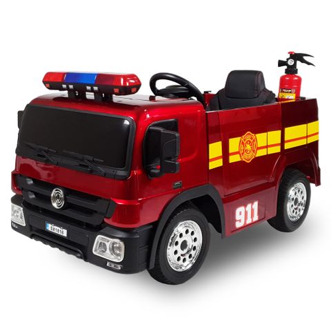 SKR 聰明媽咪兒童超跑 消防車造型 單人座 雙驅兒童電動車(SX1818)