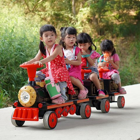 【聰明媽咪兒童超跑】復古小火車 含第二節動力車廂(獨家代理)