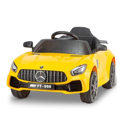 【聰明媽咪兒童超跑】類賓士雙驅12V兒童電動車(FT998拋光黃)