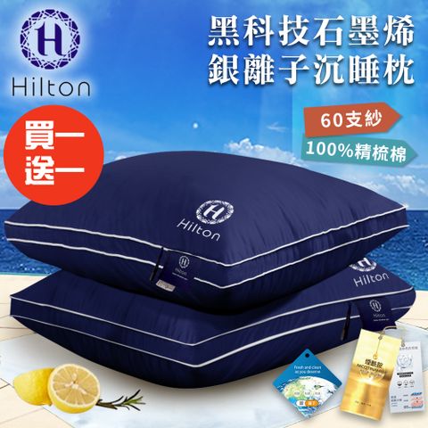 【Hilton 希爾頓】黑科技石墨烯銀離子深睡枕/枕頭 兩入組 (B0033-NY)