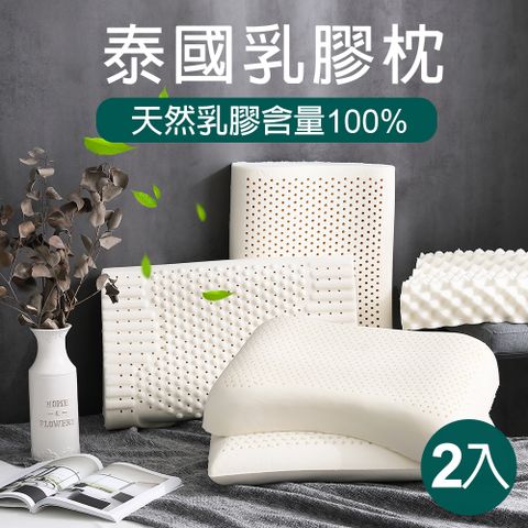 【J-bedtime】泰國100%純天然抗菌乳膠枕頭2入(人體工學/平面型/按摩舒壓型/養顏美容)