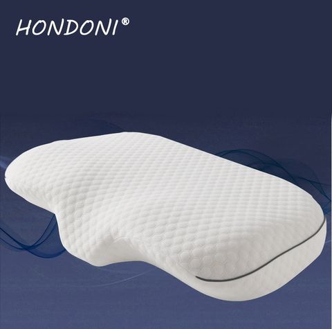 HONDONI 新款4D蝶型枕 記憶枕頭 護頸枕 紓壓枕 側睡枕 午睡枕 透氣舒適(美型白)Z1-D