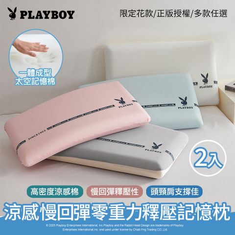 【PLAYBOY】買1送1 涼感慢回彈零重力釋壓記憶枕(止鼾枕/釋壓支撐/透氣好眠/太空記憶棉)