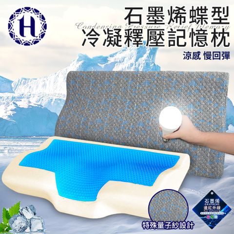 沉穩灰石墨烯蝶型冷凝釋壓記憶枕(枕頭/冷凝枕/記憶枕/護頸枕)(B0112)
