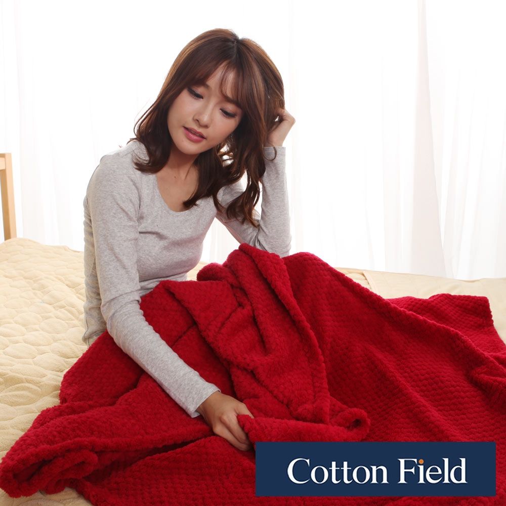 cottonfield 棉花田 【蜂巢】超細纖維超柔暖隨意毯-紅色