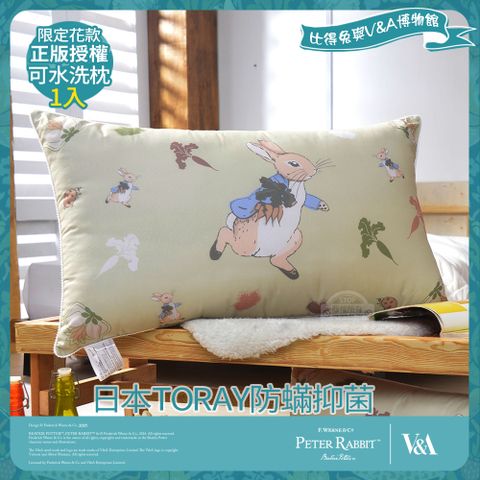PETER RABBIT 比得兔 比得兔與V&A博物館 日本TORAY防蹣可水洗枕-豐盛季節(1入/台灣製/抗菌枕/枕頭)