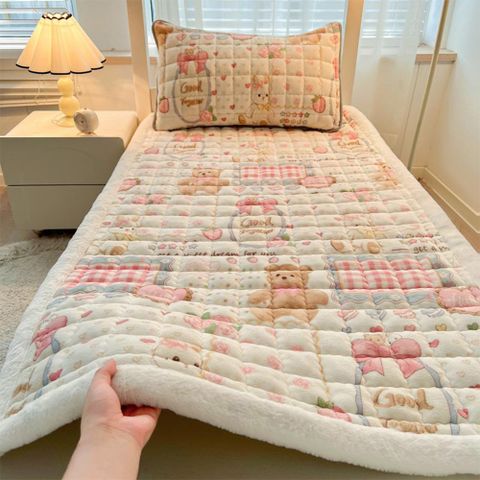 A類加厚牛奶絨床褥 150CM雙人床墊+枕套