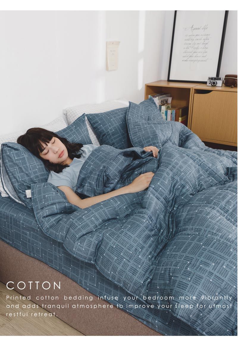 COTTONPrinted cotton bedding infuse your bedroom more vibrantlyand adds tranquil atmosphere to improve your sleep for utmostrestful retreat