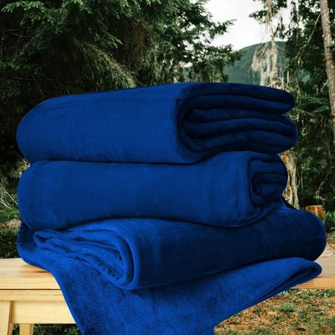【寢室安居】台灣製 極細纖維複合長毛雙層毯 軍用毯 (藏青色)