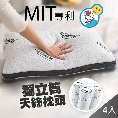 【藻土屋】MIT頂級可水洗天絲鍍鋅獨立筒飯店枕頭SUD-J2(四入組)
