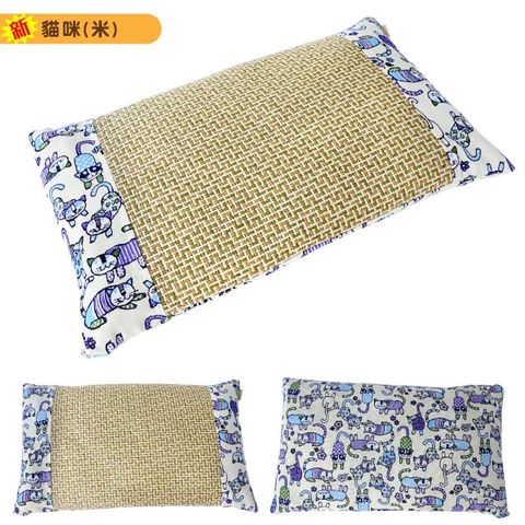 【LASSLEY】綠豆殼舒眠童枕午睡枕小枕(貓咪-米)台灣製造