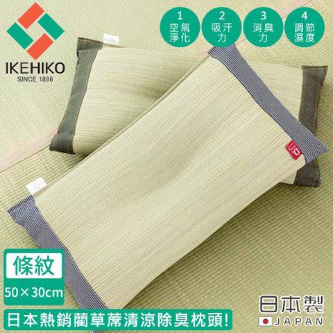 【日本池彥IKEHIKO】日本製藺草蓆清涼除臭枕頭30×50CM-深灰色款
