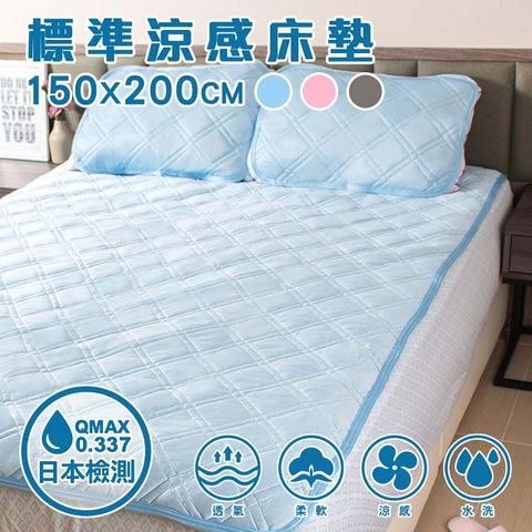 涼感纖維墊-標準雙人床墊x1+枕墊x2