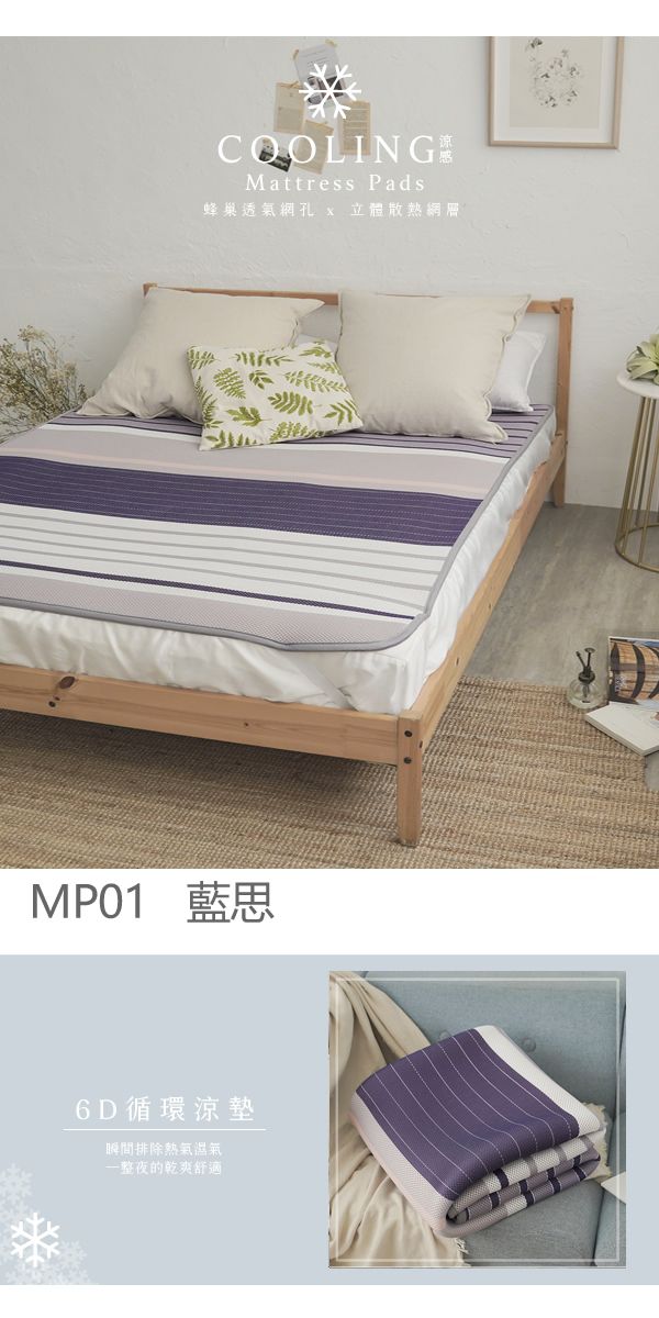 COOLINGMattress Pads蜂巢透氣網孔x 立體散熱網層MP01 藍思6D循環涼墊瞬間排除熱氣整夜的乾爽舒適