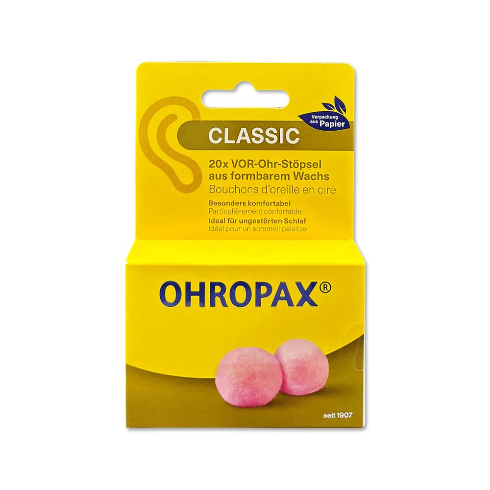 Ohropax 德國安耳悠-Classic貼耳式柔軟塑型隔音耳塞10對/盒(SNR 21dB降噪規格,CE歐盟認證)
