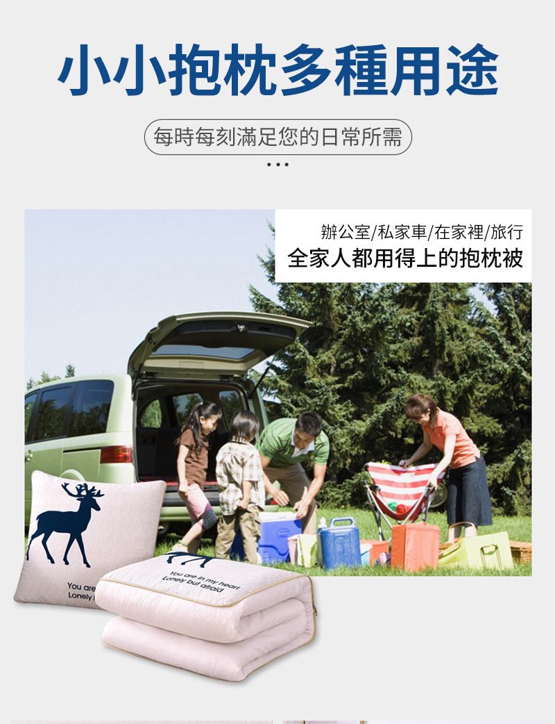 小小抱枕多種用途(每時每刻滿足您的日常所需辦公室/私家車/在家裡/旅行全家人都用得上的抱枕被 LonelyYou are  my