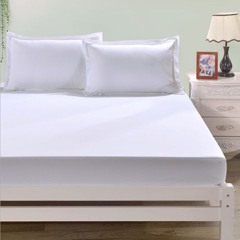 雙人素色單件床包-白色 150*200cm