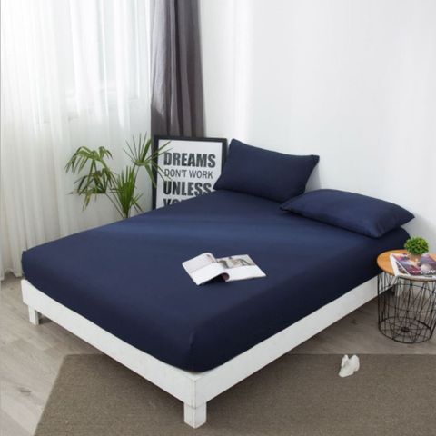 單人素色單件床包-深藍 120*200cm