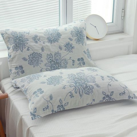 【Jun Jun】純棉五層紗枕巾 2入(青花)