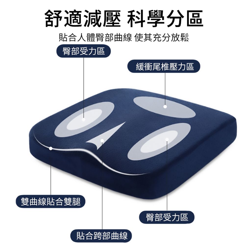 HADER 慢回彈透氣記憶棉坐墊 辦公護臀座椅墊 汽車久坐舒適屁股墊 學生教室宿舍凳子墊