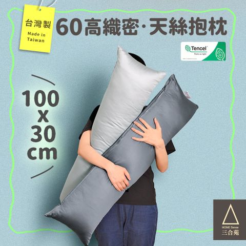 HOME Sense 三合苑 頂級60支 100%純天絲 小長抱枕 100x30cm 天絲長抱枕 素色 文青 MIT(兩色任選)