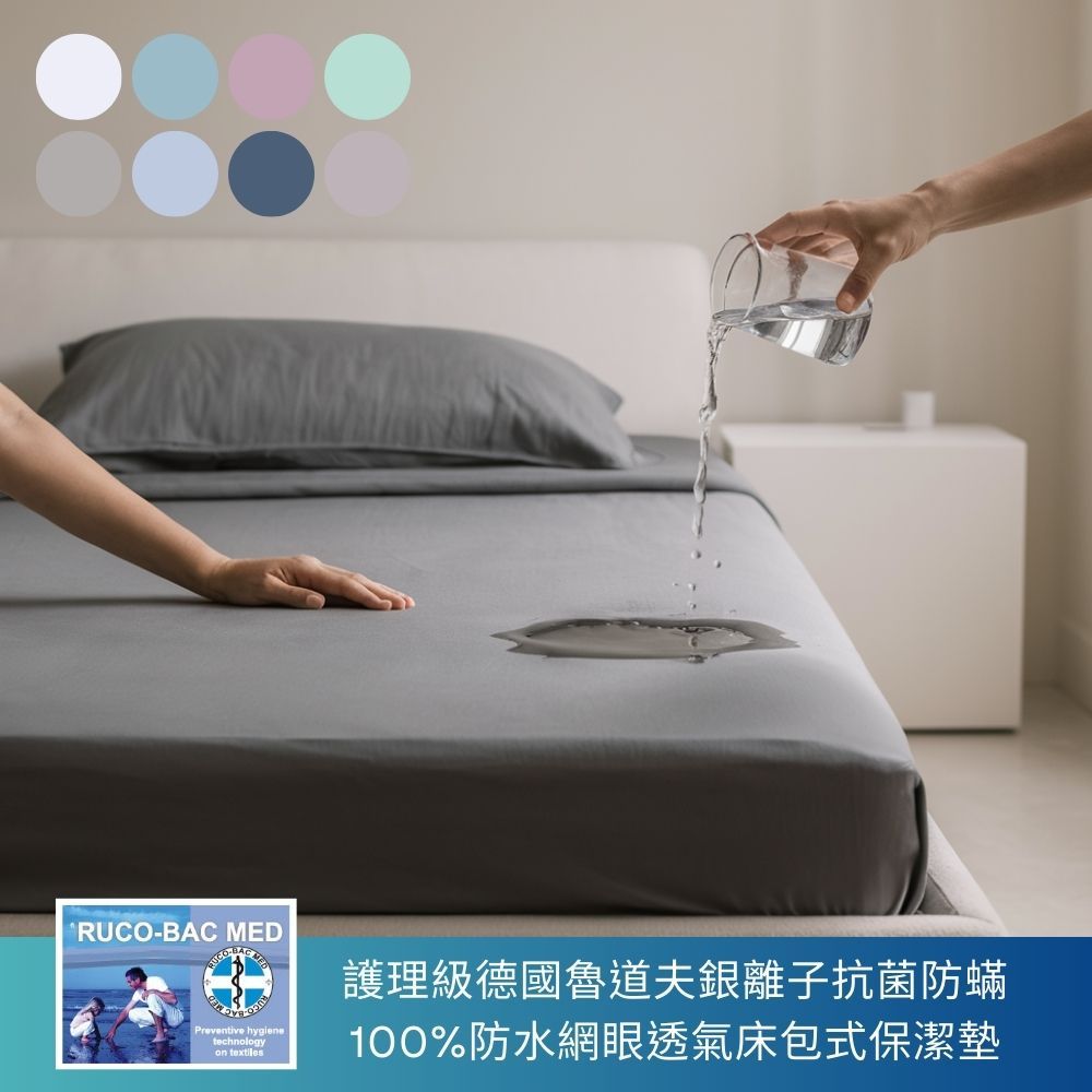 RUCO-BAC MEDPreventive hygienetechnologyon textiles護理級德國魯道夫銀離子抗菌防蟎100%防水網眼透氣床包式保潔墊