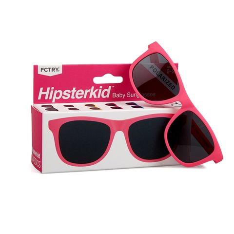 美國潮牌 寶寶界的雷朋美國 Hipsterkid 抗UV時尚嬰兒童偏光太陽眼鏡(附固定繩) - 桃