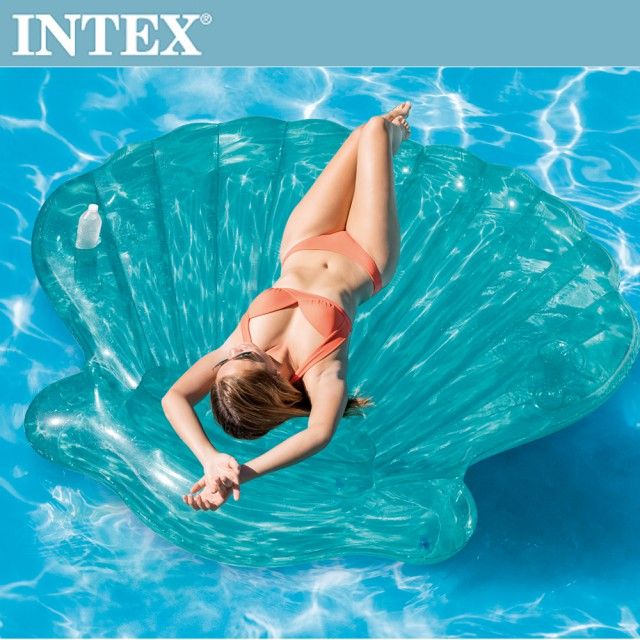 INTEX  美人魚貝殼浮排-杯架設計191x191x25cm(57255)