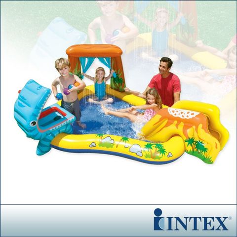 INTEX 恐龍噴水戲水游泳池249x191cm(57444)