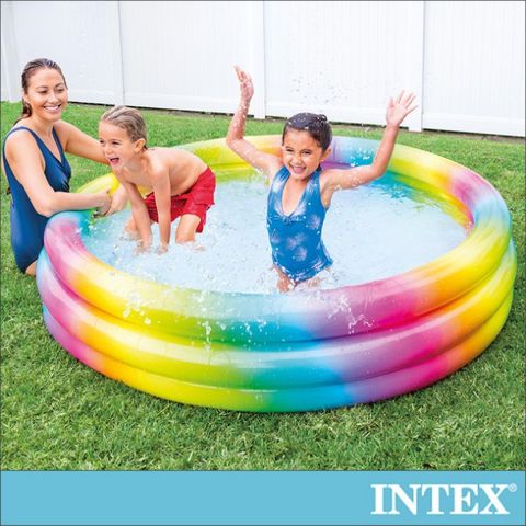 INTEX 漸層彩虹圓形充氣泳池(58449)