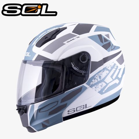 【SOL SM-3 戰將 可掀 可樂帽 全罩式 安全帽 消光白/灰藍銀 】 內襯全可拆