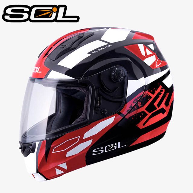 SOL 【 SM-3 戰將 黑/紅白 可掀 可樂帽 全罩式 安全帽】內襯全可拆