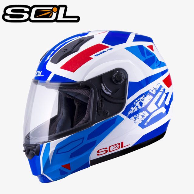 SOL 【 SM-3 戰將 可掀 可樂帽 全罩式 安全帽 白/藍紅】內襯全可拆