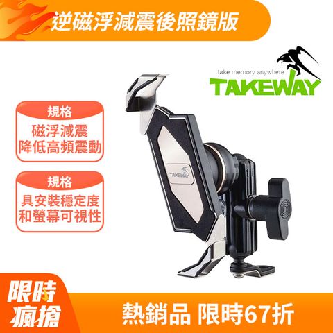 TAKEWAY 黑隼Z手機座 逆磁浮減震後照鏡版機車手機架 機車導航支架 LA1-PH05-AnvR
