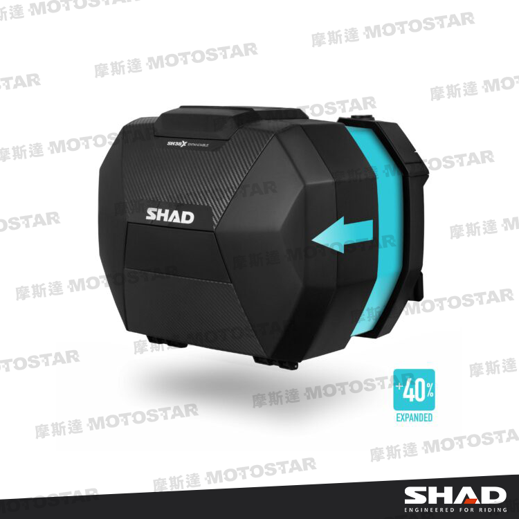 SHAD SH38X 摩托車側置物箱-可擴充式 碳纖維外觀  (左+右一組)