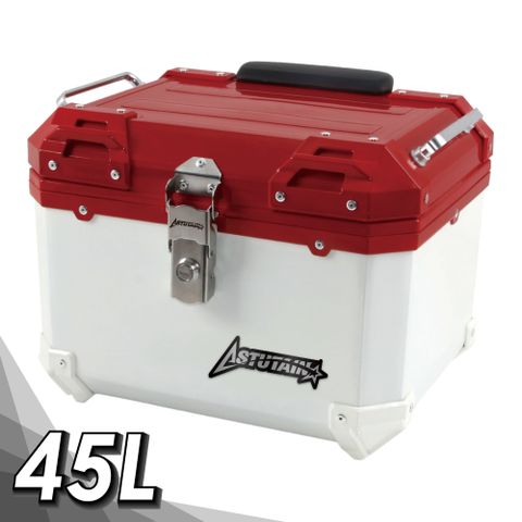 【Astutain】阿斯圖坦 45L 塑合金烤漆車尾箱 機車後箱 機車後備箱 機車置物箱 機車行李箱(可樂紅)