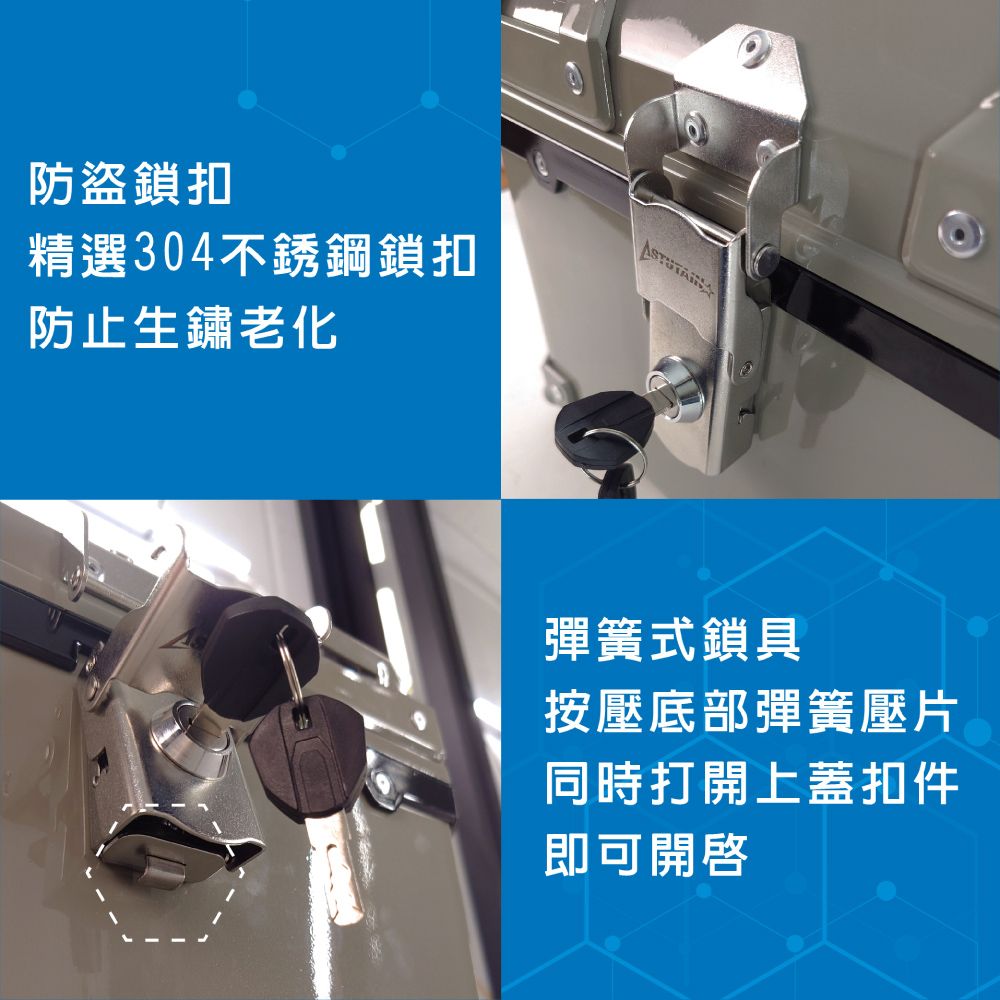 Astutain 阿斯圖坦 【Astutain】阿斯圖坦 45L 塑合金烤漆車尾箱 機車後箱 機車後備箱 機車置物箱 機車行李箱(墨綠)