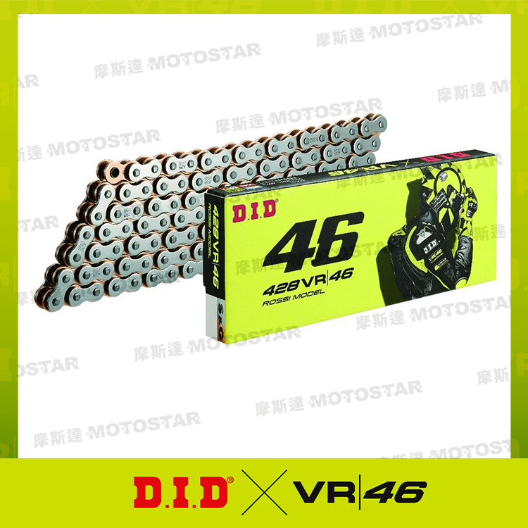 D.I.D 428 VR46 × 132FB 與車手羅西共同開發 VR46 限量白金聯名鏈條