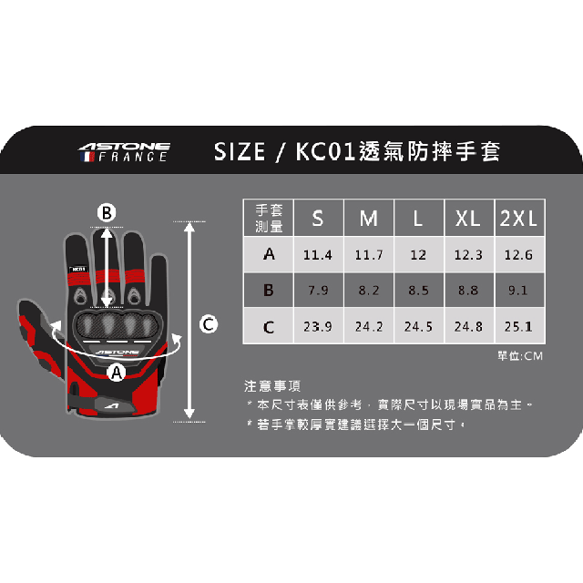 ASTONE KC01夏季防摔手套 重機騎士手套