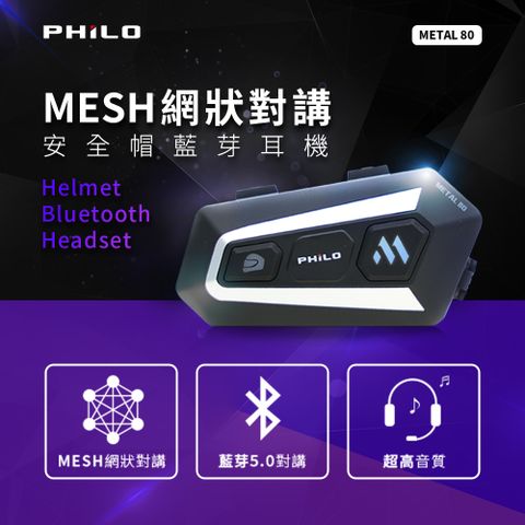 PHILO 飛樂 Metal 80 網狀藍芽雙系統對講耳機