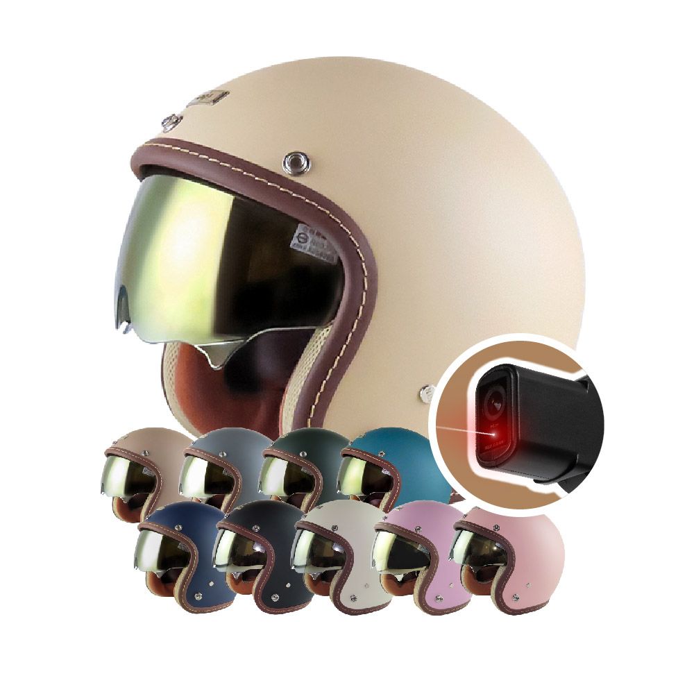 iMini 良品生活  DV X4C 素色醺砂墨鏡騎士帽 內建式安全帽行車記錄器(騎士帽 3/4罩式 夜拍 抗眩光 快拆安裝)